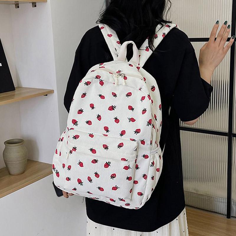 SCIONE Fresh Literary Retro Corduroy Student Backpack Cute Strawberry Print Girl Backpack Large-capacity Simple Wear-resistant Backpack
SCIONE Fresh Literary Retro Corduroy Student Backpack Cute Strawberry Print Girl Backpack Large-capacity Simple Wear-resistant Backpack