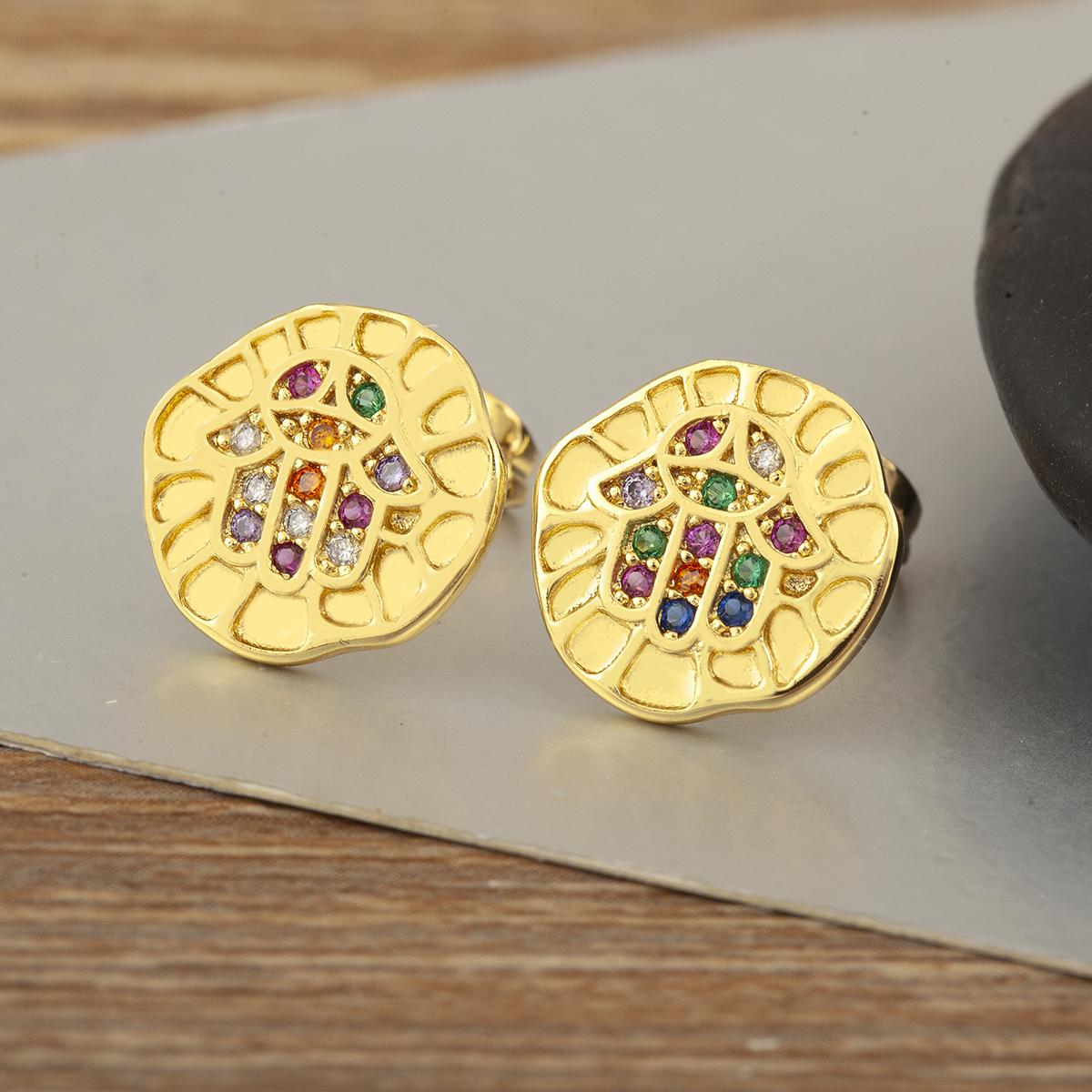 Nidin High Quality Irregular Geometric Palm Shape Stud Earrings For Women Punk Style Copper Cubic Zirconia Ear Jewelry Gifts
Nidin High Quality Irregular Geometric Palm Shape Stud Earrings For Women Punk Style Copper Cubic Zirconia Ear Jewelry Gifts