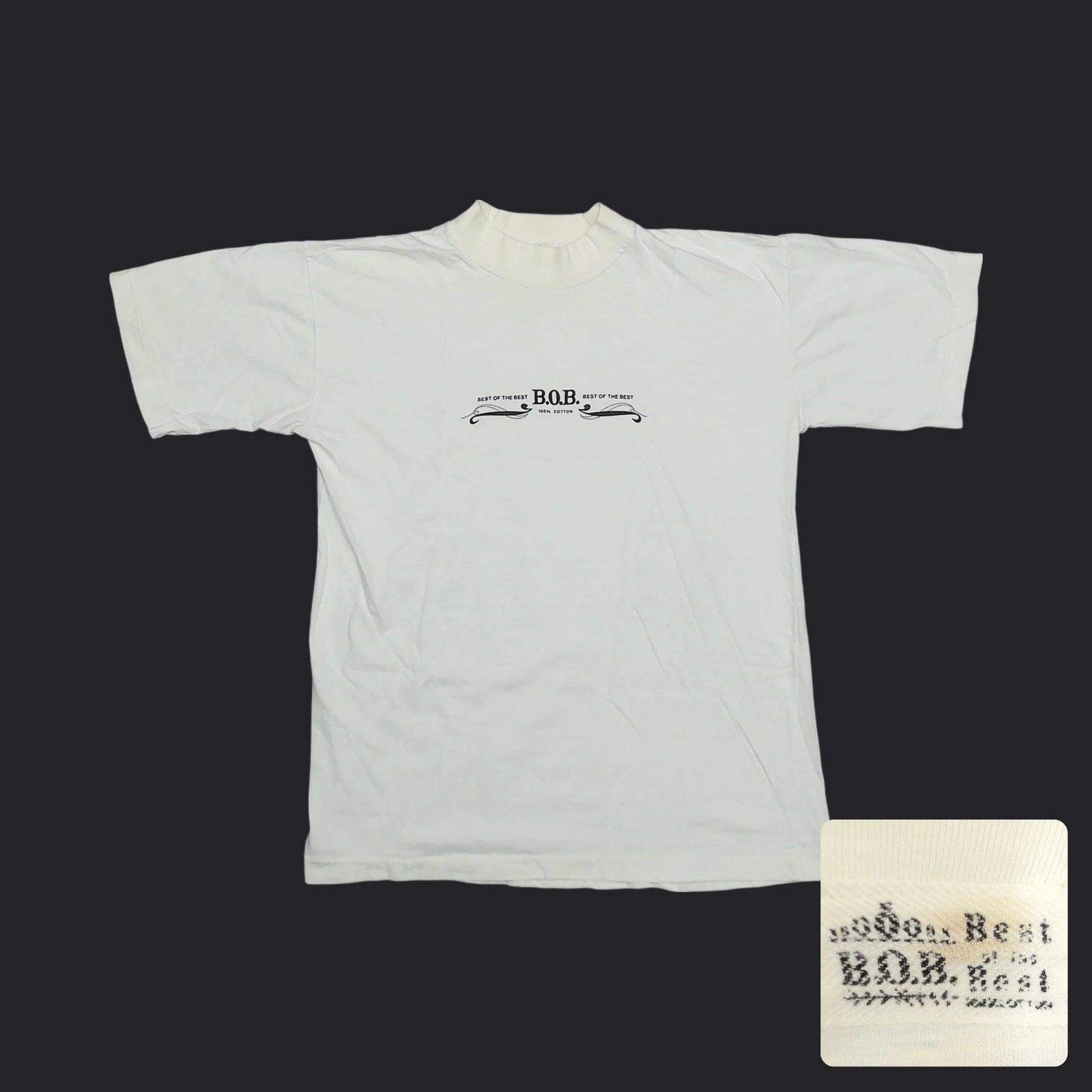 Vintage 90s B.O.B. Best Of The Best Mock Neck T-Shirt White Boxy Mens Medium 4XL
Vintage 90s B.O.B. Best Of The Best Mock Neck T-Shirt White Boxy Mens Medium 4XL