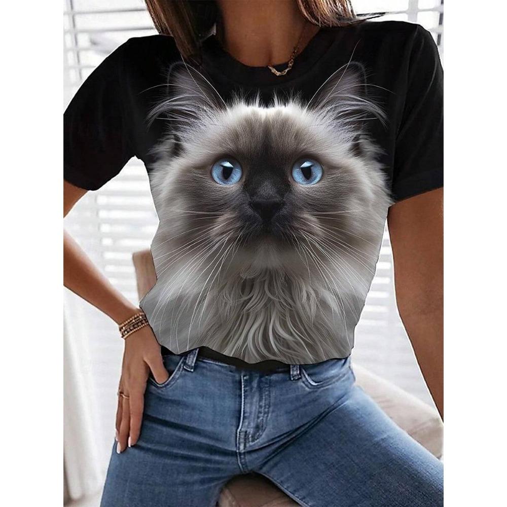 Summer Women Cat Print Casual Short-Sleeved 3d Fashion Streetwear Round Neck Pullover Oversized XL
Summer Women Cat Print Casual Short-Sleeved 3d Fashion Streetwear Round Neck Pullover Oversized XL