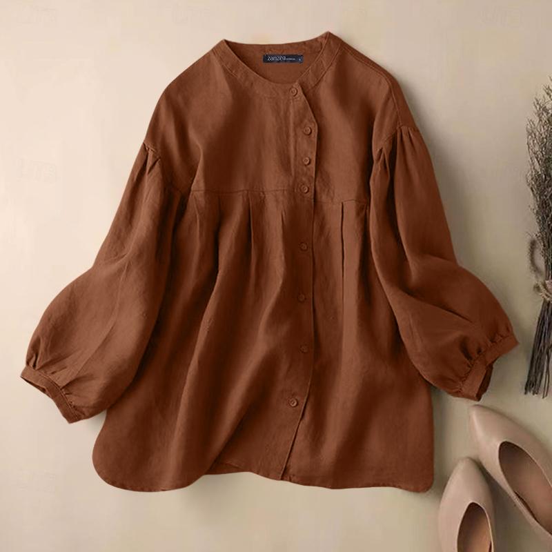 ZANZEA Женская повседневная однотонная блузка с круглым вырезом и длинным рукавом S
ZANZEA Женская повседневная однотонная блузка с круглым вырезом и длинным рукавом S