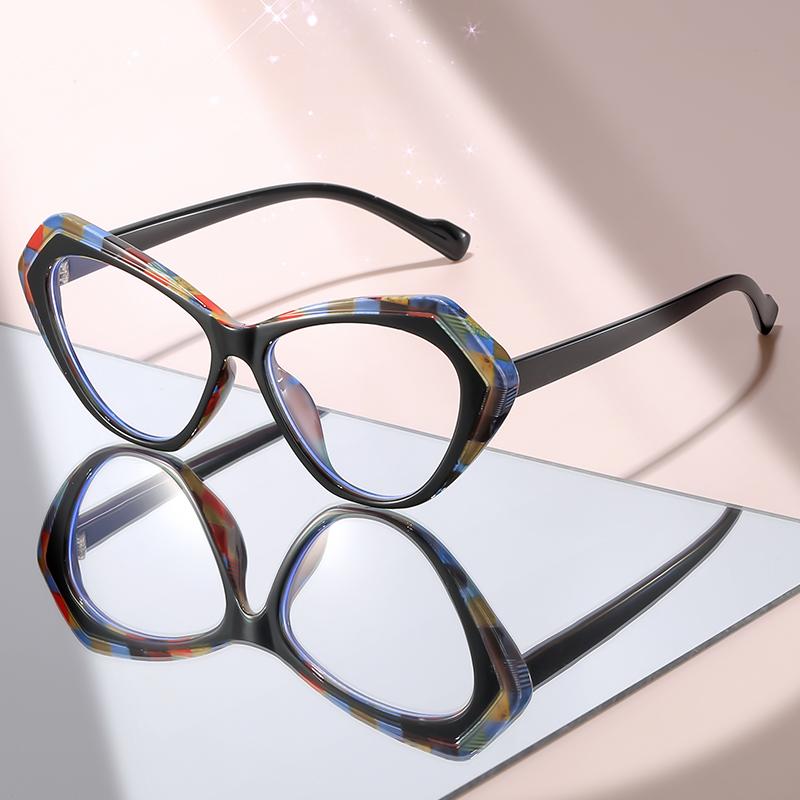 Retro Cat Eye Eyeglasses with Multicolor Patterned Frame & Black Arms, Clear Lenses for Fashionable Women’s Style
Retro Cat Eye Eyeglasses with Multicolor Patterned Frame & Black Arms, Clear Lenses for Fashionable Women’s Style
