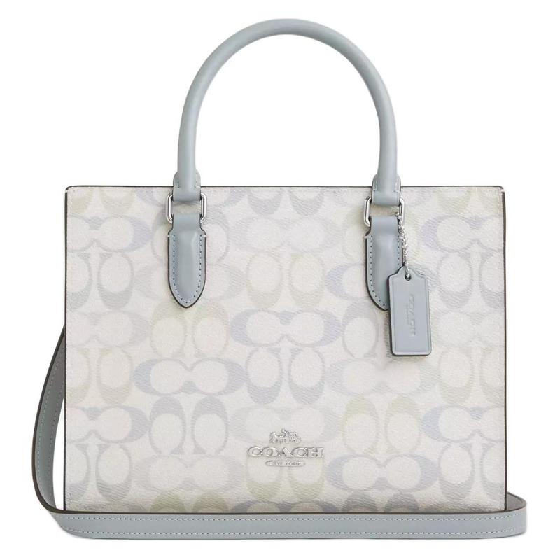 COACH Maggie 24 classic presbyopia letter all over print artificial leather tote bag crossbody handbag medium size women s light blue синій
COACH Maggie 24 classic presbyopia letter all over print artificial leather tote bag crossbody handbag medium size women s light blue синій