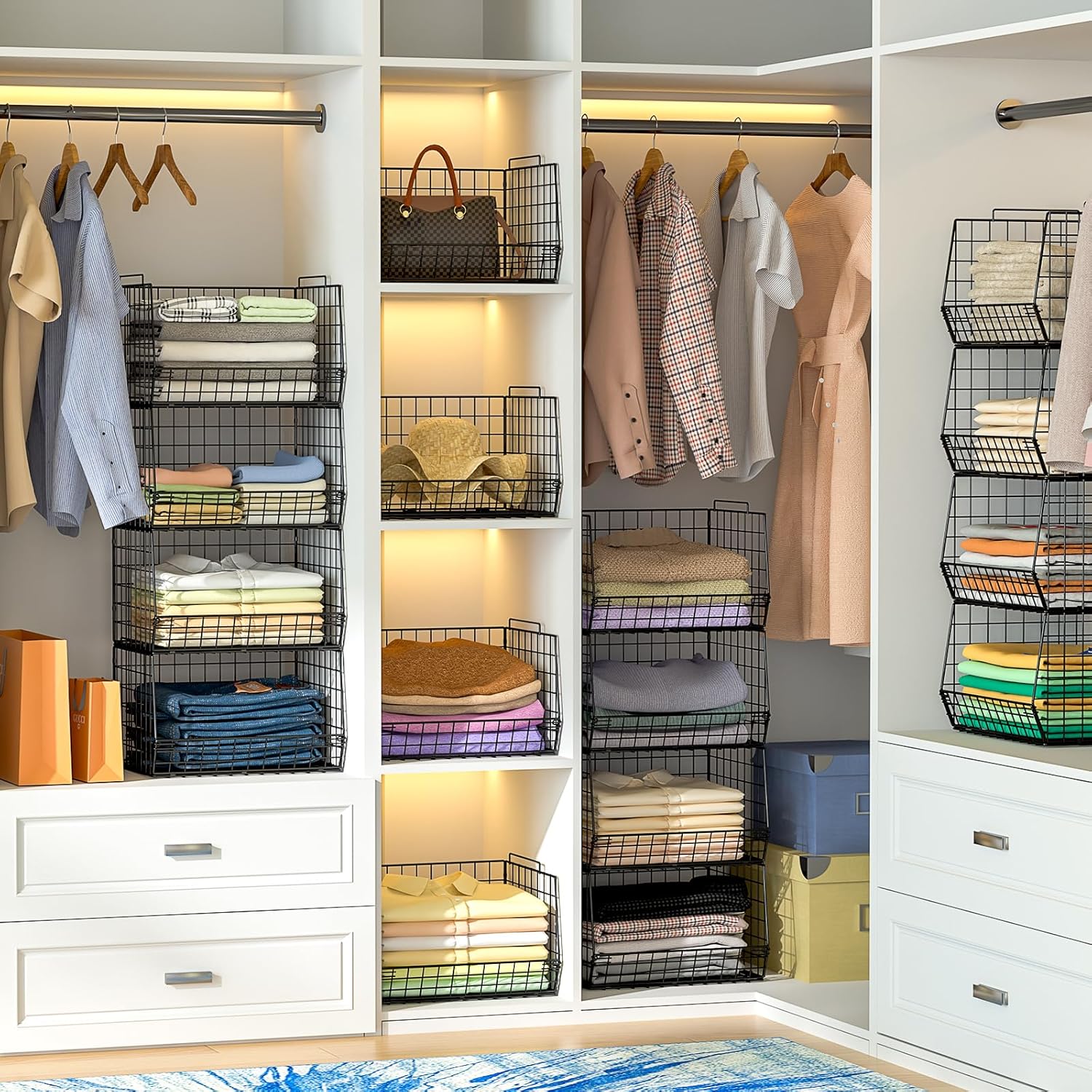 4-ярусные штабелируемые органайзеры для шкафа, складные полки для хранения, экономящие место контейнеры для одежды, черные United States
4-ярусные штабелируемые органайзеры для шкафа, складные полки для хранения, экономящие место контейнеры для одежды, черные United States