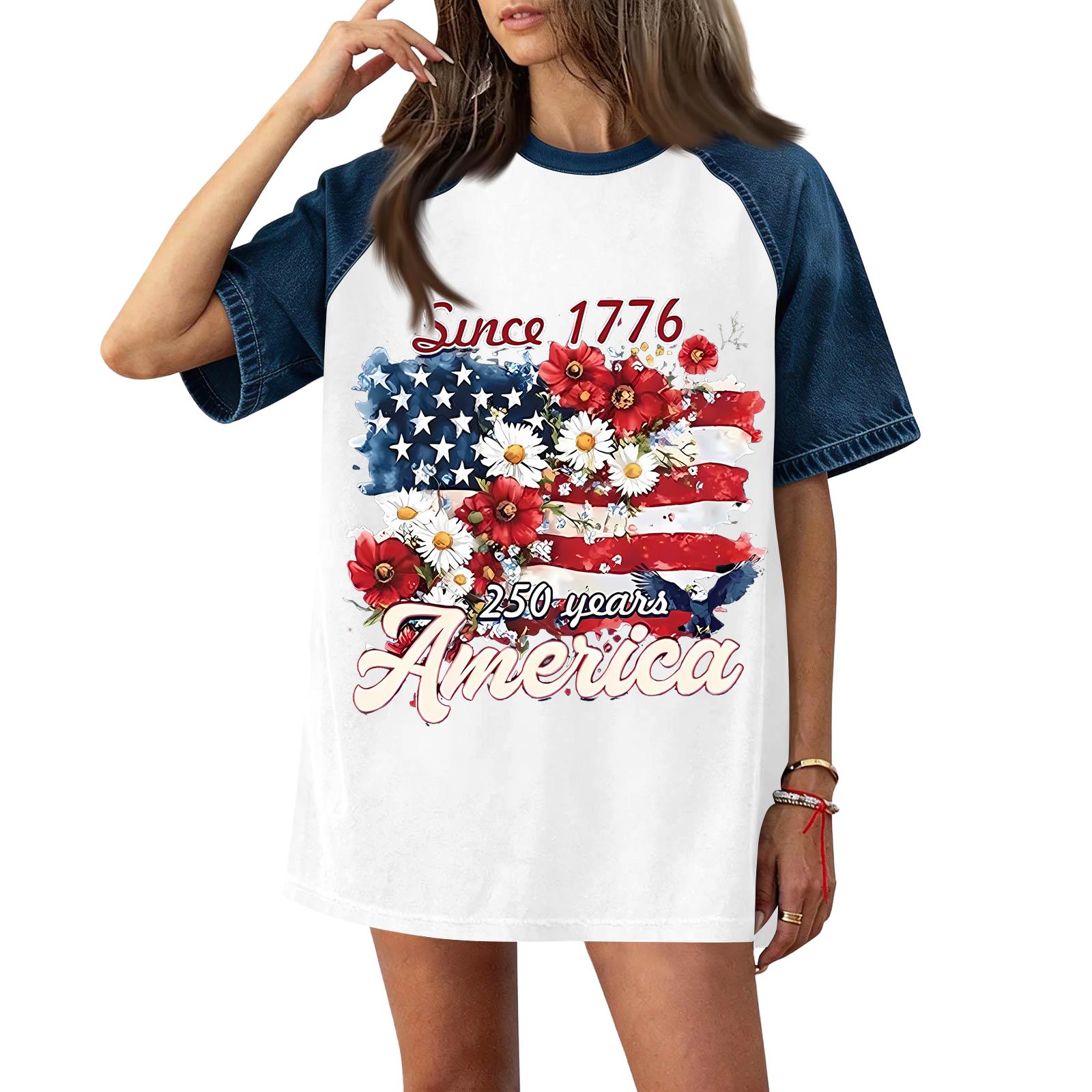 Women’s Casual Short Sleeve T Shirt with 250th Anniversary Flag and Floral Print Denim Relaxed Fit Top XXL белый
Women’s Casual Short Sleeve T Shirt with 250th Anniversary Flag and Floral Print Denim Relaxed Fit Top XXL белый
