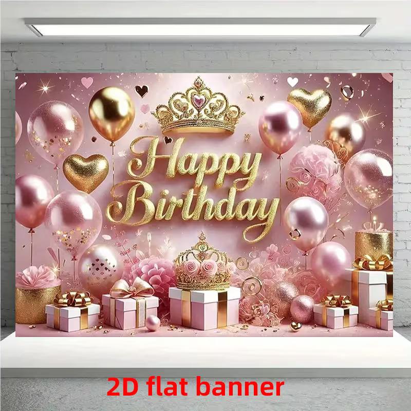 2D Pink Gold Happy Birthday Backdrop Banner Princess Crown Balloon Party Background Decor 47.2x31.5inch/120*80cm
2D Pink Gold Happy Birthday Backdrop Banner Princess Crown Balloon Party Background Decor 47.2x31.5inch/120*80cm