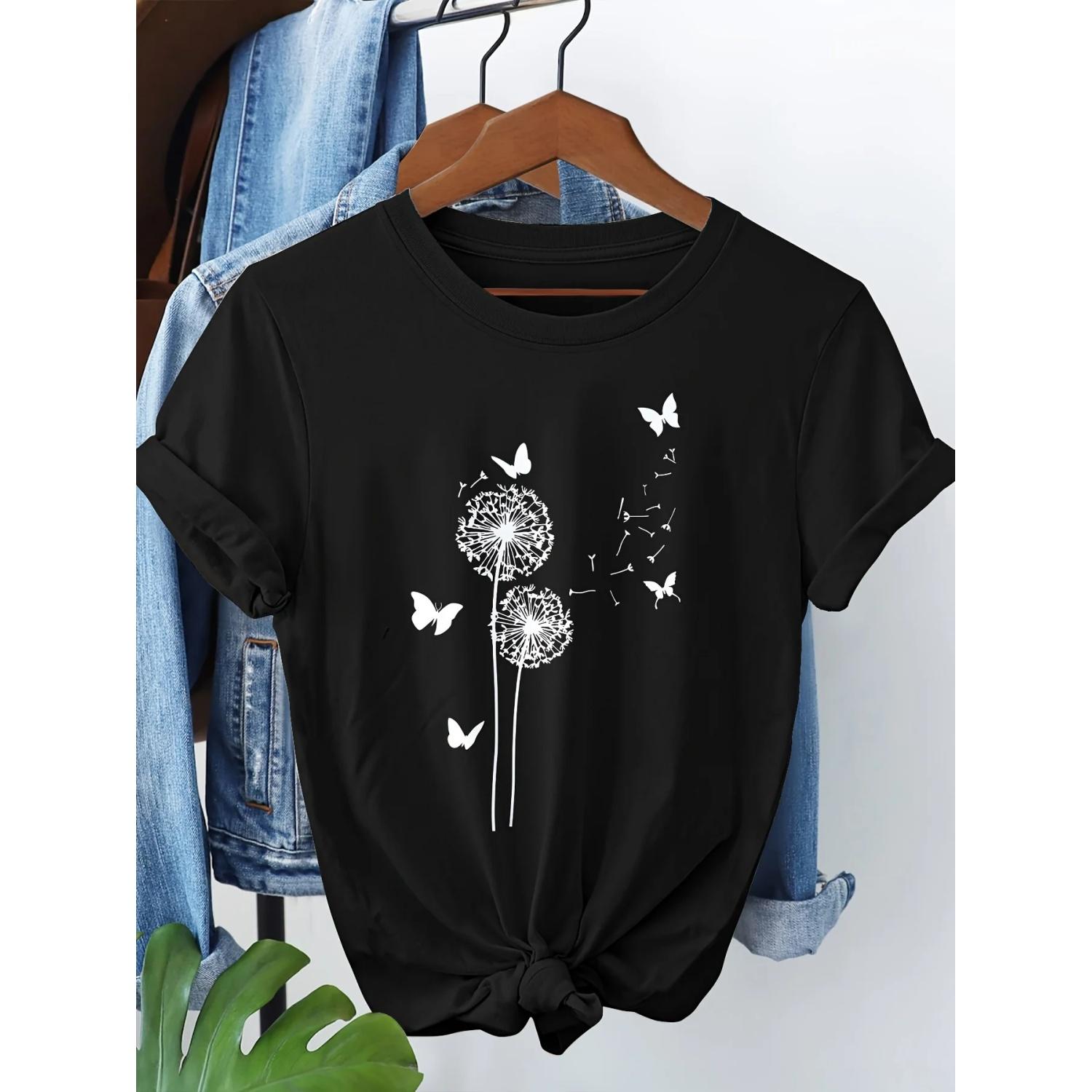 Vibrant Dandelion&Butterfly Graphic Print Tee-Soft Short Sleeve Crew Neck Casual Top for Women-Perfect for Summer&Spring Outings S чёрный
Vibrant Dandelion&Butterfly Graphic Print Tee-Soft Short Sleeve Crew Neck Casual Top for Women-Perfect for Summer&Spring Outings S чёрный