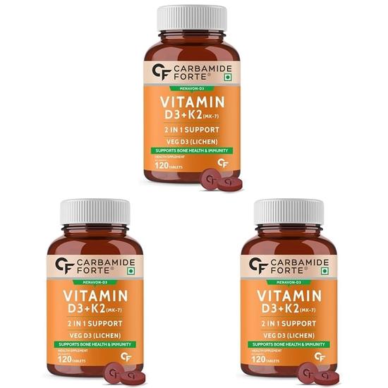 Carbamide Forte Vitamin D3 K2 MK7 | Plant Based Veg Vitamin D Supplement Lichen Source with Vitamin K2 - 120 Veg Tablets (Pack of 3)
Carbamide Forte Vitamin D3 K2 MK7 | Plant Based Veg Vitamin D Supplement Lichen Source with Vitamin K2 - 120 Veg Tablets (Pack of 3)