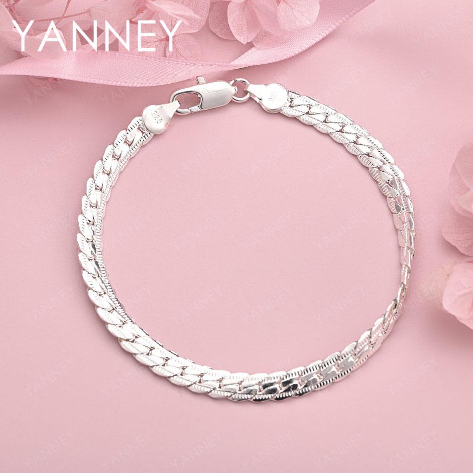925 Sterling Silver 8 Inch 6MM Side Chain Bracelet Men Women Fashion Accessories Hip Hop Party Favors Jewelry 18cm
925 Sterling Silver 8 Inch 6MM Side Chain Bracelet Men Women Fashion Accessories Hip Hop Party Favors Jewelry 18cm