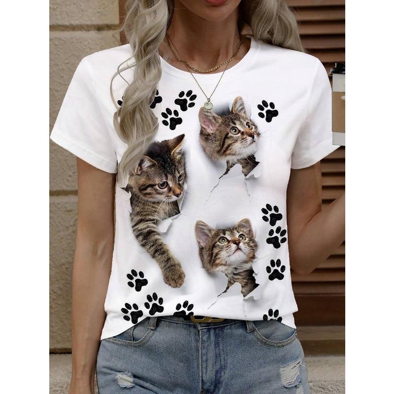 Women s T Shirt Print Graphic Animal Cat Stylish Classic Casual Short Sleeve Crew Neck Round Neck Long Tops Daily White Brown Summer Spring S
Women s T Shirt Print Graphic Animal Cat Stylish Classic Casual Short Sleeve Crew Neck Round Neck Long Tops Daily White Brown Summer Spring S