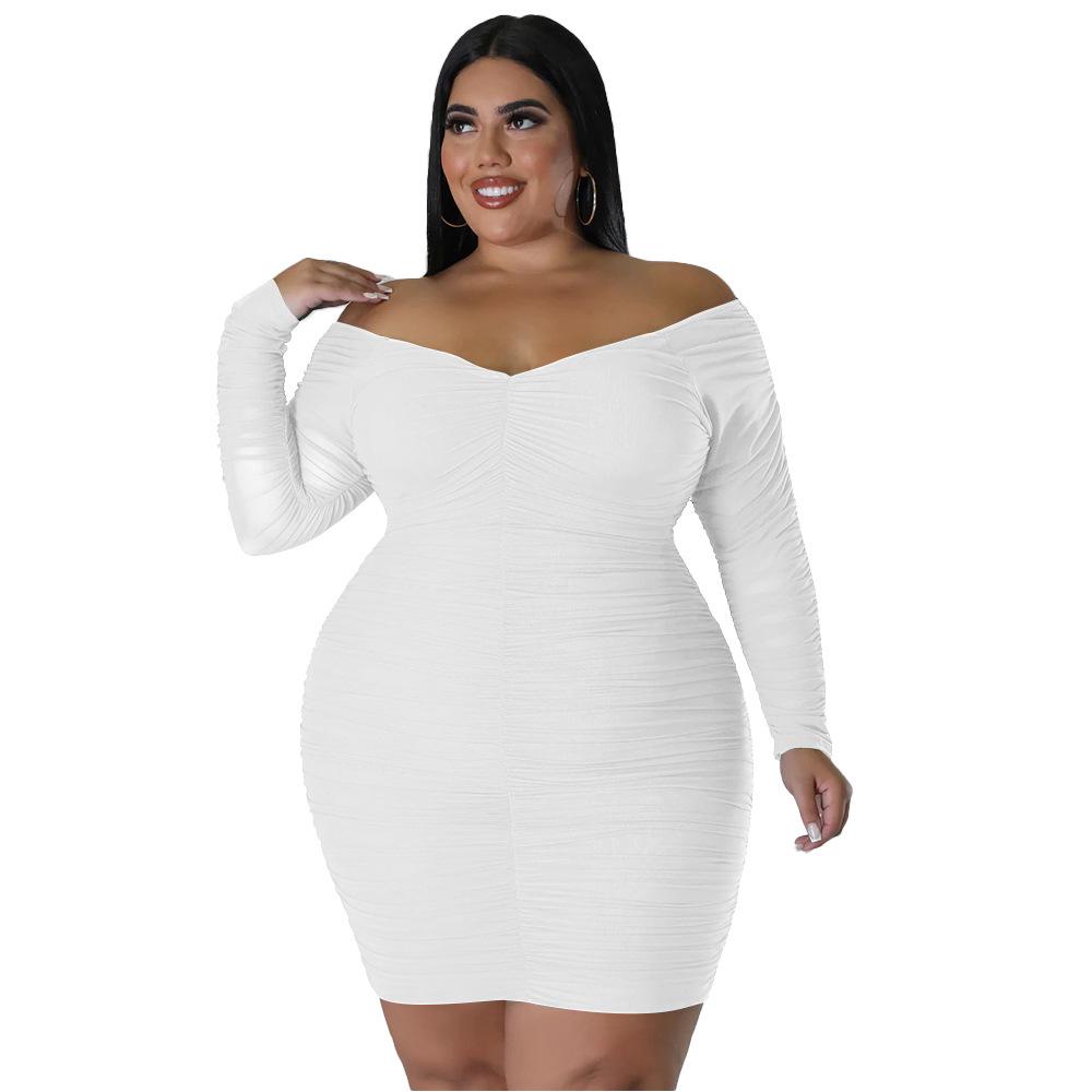 N7697 Autumn Plus Size Bodycon Dress with Mesh Sleeves 5XL белый
N7697 Autumn Plus Size Bodycon Dress with Mesh Sleeves 5XL белый