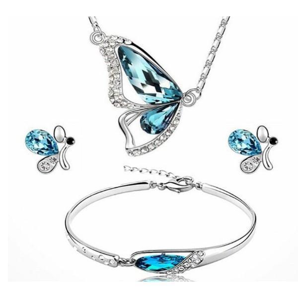 European and American Crystal-Inlaid Bracelet Necklace Earring Set - Fashionable Love Design серебряный
European and American Crystal-Inlaid Bracelet Necklace Earring Set - Fashionable Love Design серебряный