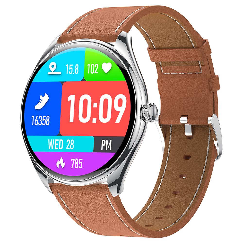 MT55 1.43-inch AMOLED Screen Heart Rate Sleep Monitor Sports Tracker Smart Watch,Leather Strap Silver
MT55 1.43-inch AMOLED Screen Heart Rate Sleep Monitor Sports Tracker Smart Watch,Leather Strap Silver