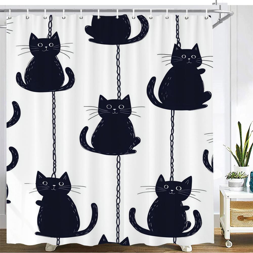 Cartoon Cute Cat Shower Curtain Printed Fabric Simple Style Lovely Cats Bathroom Curtain Bathtub Home Decoration Curtain W60H190(CM)-1 Pcs
Cartoon Cute Cat Shower Curtain Printed Fabric Simple Style Lovely Cats Bathroom Curtain Bathtub Home Decoration Curtain W60H190(CM)-1 Pcs