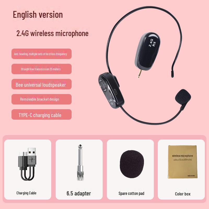 Беспроводная колонка Little Bee 2.4G для улицы с микрофоном на голове для учителей 2.4G Wireless Microphone English Version чёрный
Беспроводная колонка Little Bee 2.4G для улицы с микрофоном на голове для учителей 2.4G Wireless Microphone English Version чёрный