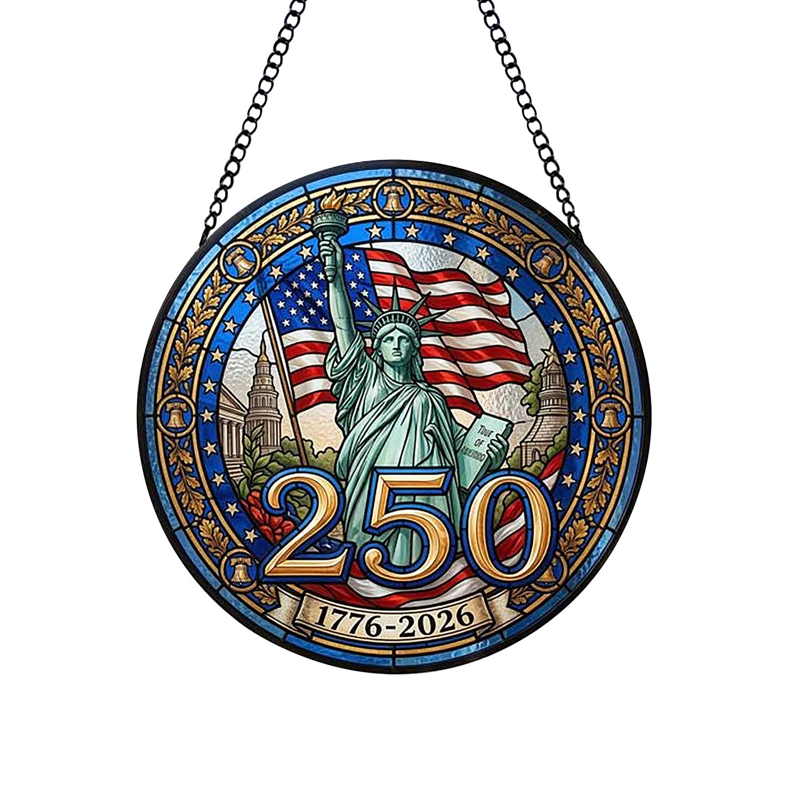 American 0th Anniversary Stained Glass Acrylic Suncatcher, Patriotic Flower Vase Window Hanging Decor One Size
American 0th Anniversary Stained Glass Acrylic Suncatcher, Patriotic Flower Vase Window Hanging Decor One Size