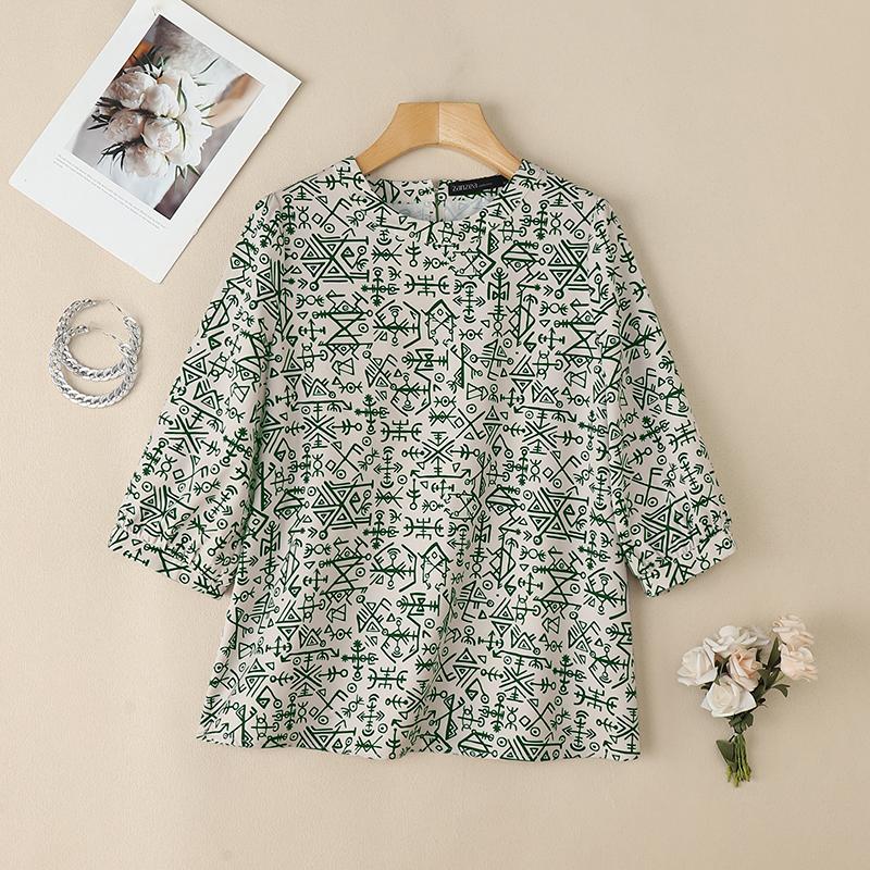 ZANZEA Женская повседневная блузка с круглым вырезом, свободным рукавом 3/4 и принтом 4XL зелёный
ZANZEA Женская повседневная блузка с круглым вырезом, свободным рукавом 3/4 и принтом 4XL зелёный