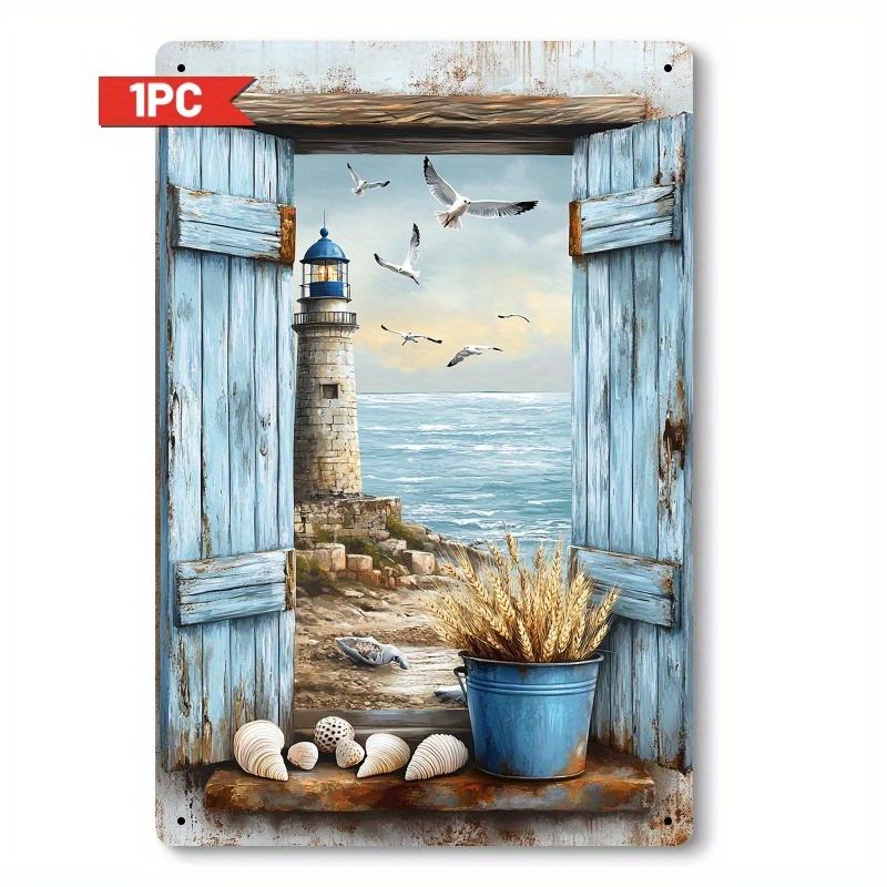 Seaside Lighthouse Seagull Metal Wall Art Iron Coastal Decor with Tranquil Beach Scene Blue Shuttered Window Design for 20x30cm(7.8x11.8inch)
Seaside Lighthouse Seagull Metal Wall Art Iron Coastal Decor with Tranquil Beach Scene Blue Shuttered Window Design for 20x30cm(7.8x11.8inch)