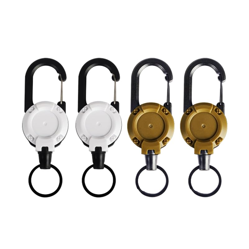 reel keychain set of 4 Maximum 60cm carabiner key reel Loss prevention strong metal wire outdoor mountain climbing trip hang (white + khaki set of 4)
reel keychain set of 4 Maximum 60cm carabiner key reel Loss prevention strong metal wire outdoor mountain climbing trip hang (white + khaki set of 4)
