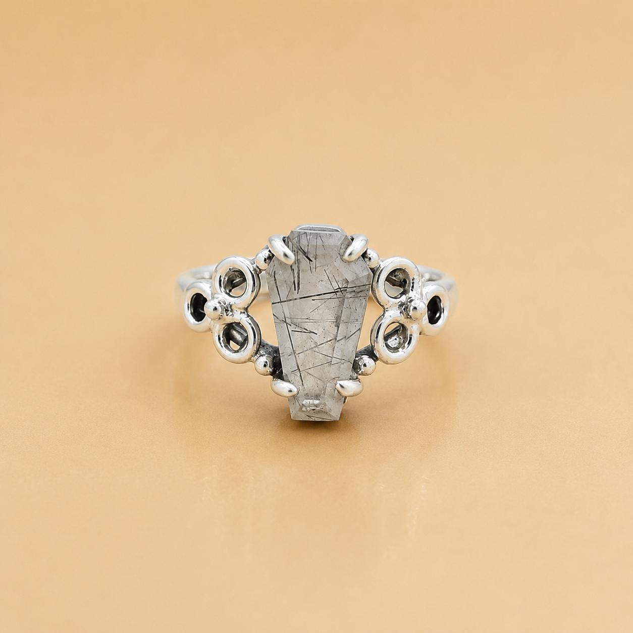 Black Rutilated Quartz Coffin Ring in 925 Sterling Silver, Gothic Crystal Ring, Handmade Statement Jewelry 12 срібний
Black Rutilated Quartz Coffin Ring in 925 Sterling Silver, Gothic Crystal Ring, Handmade Statement Jewelry 12 срібний