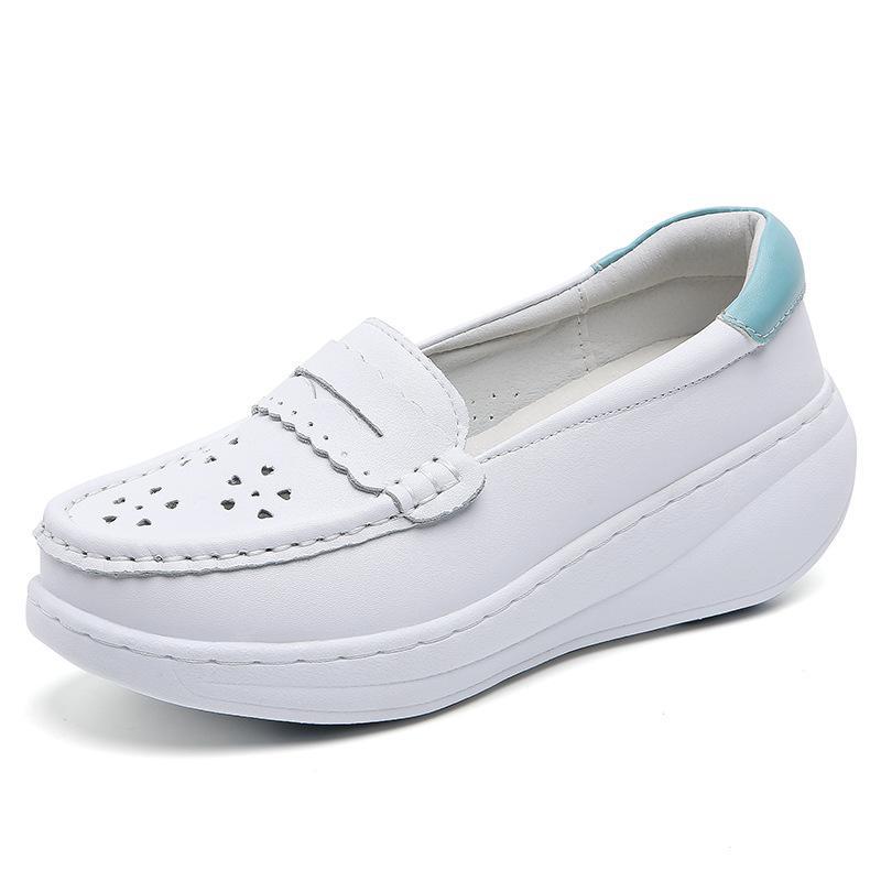 Nurse shoes women s cowhide hollow breathable soft sole not tired feet thick sole heightening rocking shoes muffin medical white shoes 41 світло-синій колір
Nurse shoes women s cowhide hollow breathable soft sole not tired feet thick sole heightening rocking shoes muffin medical white shoes 41 світло-синій колір