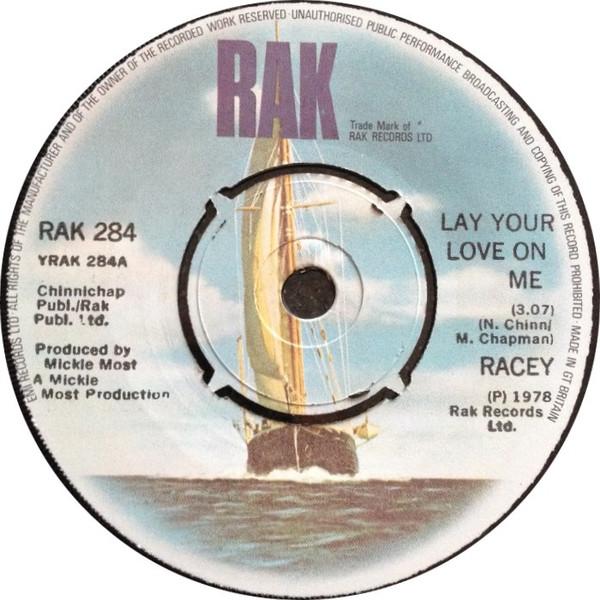 7inch Record RACEY Lay Your Love On Me RAK284 RAK 1978 UK Rock Used
7inch Record RACEY Lay Your Love On Me RAK284 RAK 1978 UK Rock Used