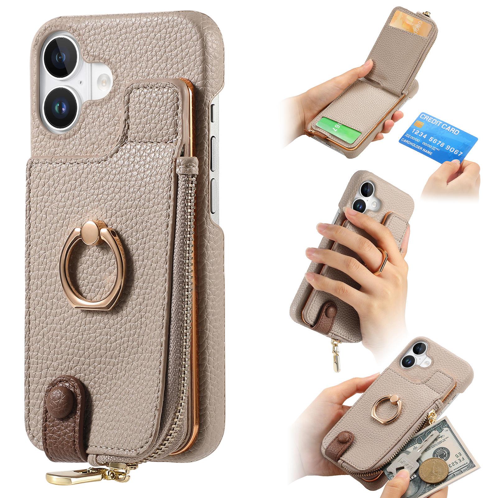 Y3 For iPhone 16 Case Card Holder Kickstand Leather+TPU Phone Cover with Zipper Pocket Khaki
Y3 For iPhone 16 Case Card Holder Kickstand Leather+TPU Phone Cover with Zipper Pocket Khaki
