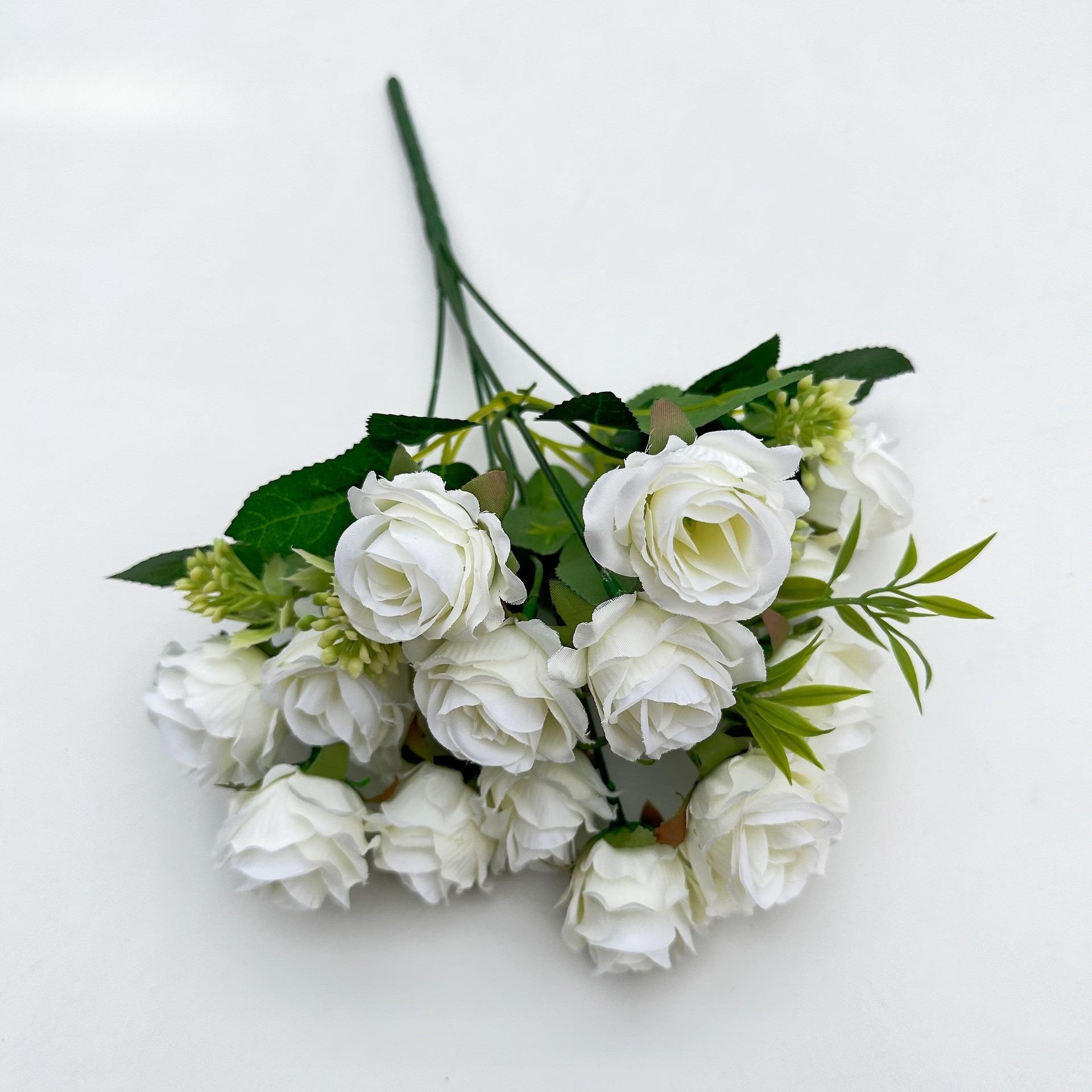15 головок Искусственные шелковые розы Свадебный букет для дома Свадебная цветочная композиция Садовые искусственные цветы DIY Подарочный декор белый