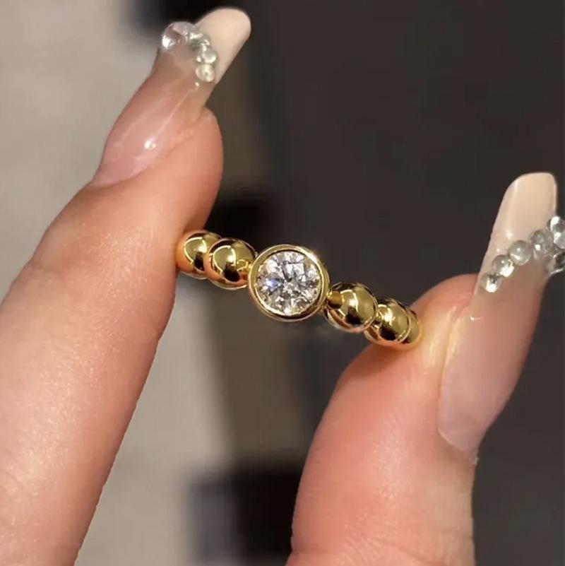 Rumbling Gold S925 Silver Gold-Plated Beaded Ring - European & American Romantic Jewelry Size 9
Rumbling Gold S925 Silver Gold-Plated Beaded Ring - European & American Romantic Jewelry Size 9