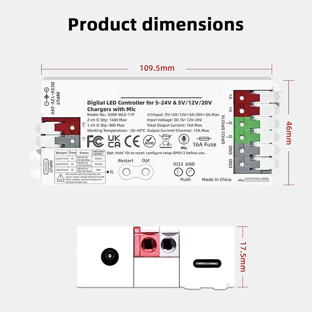 For WS2811 For SK6812 LED Strip Controller For Outdoor Events Music Reactive Lighting Controller Power Tool Accessory China Mainland
For WS2811 For SK6812 LED Strip Controller For Outdoor Events Music Reactive Lighting Controller Power Tool Accessory China Mainland
