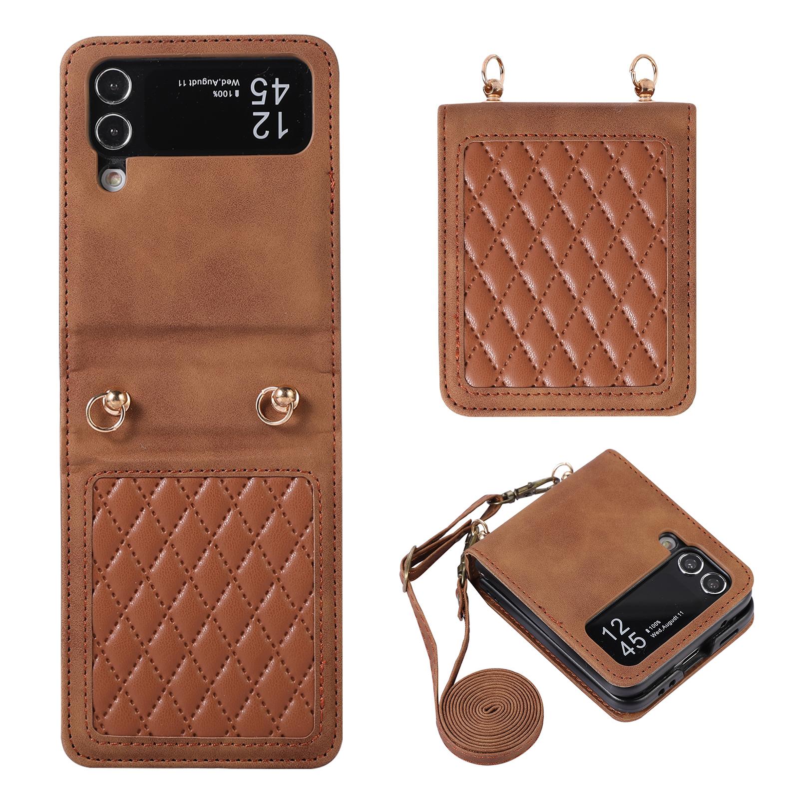 Leather Phone Case for Samsung Galaxy Z Flip4 5G,Rhombus Imprint Cover with Hand Strap and Shoulder Strap Brown
Leather Phone Case for Samsung Galaxy Z Flip4 5G,Rhombus Imprint Cover with Hand Strap and Shoulder Strap Brown