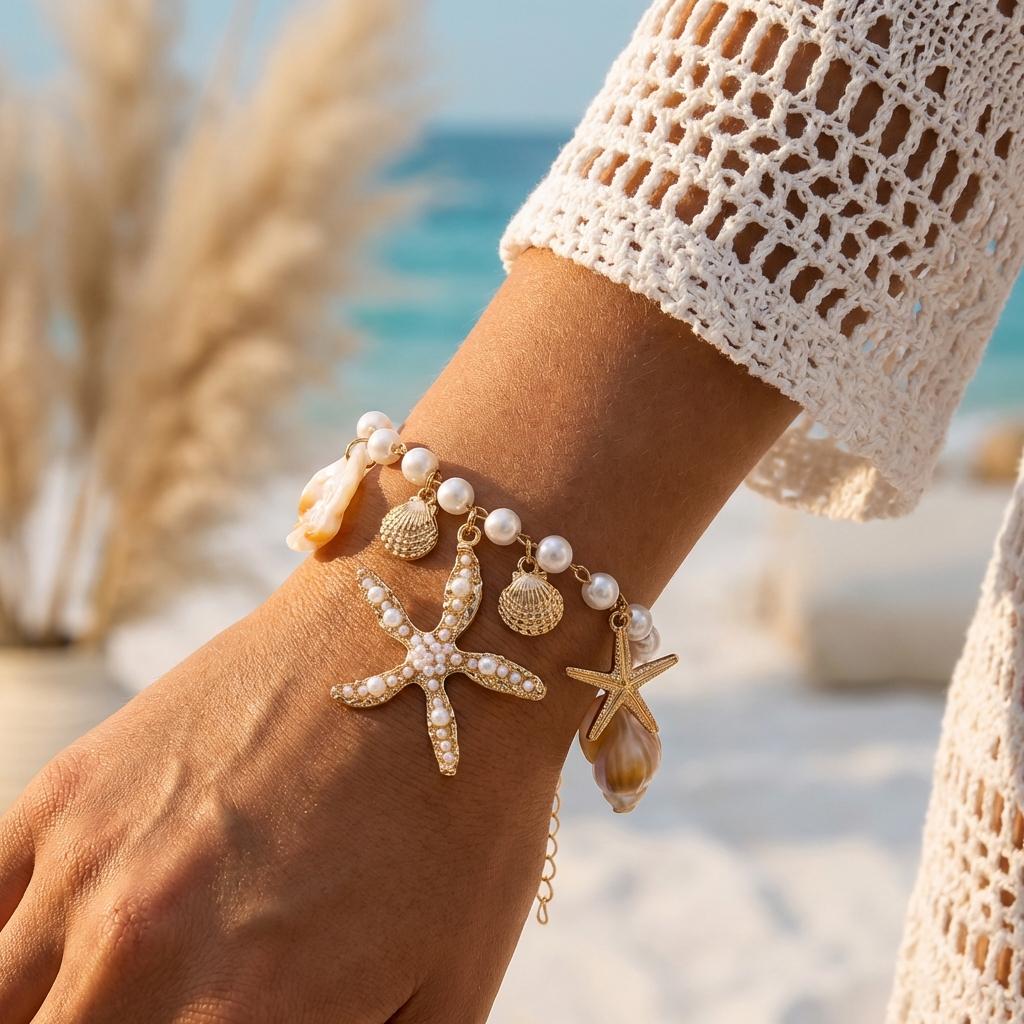 Ocean Style Imitation Pearl Starfish Shell Pendant Bracelet for Women Boho Conch Metal Chain Bangles Summer Beach Party Zircon
Ocean Style Imitation Pearl Starfish Shell Pendant Bracelet for Women Boho Conch Metal Chain Bangles Summer Beach Party Zircon