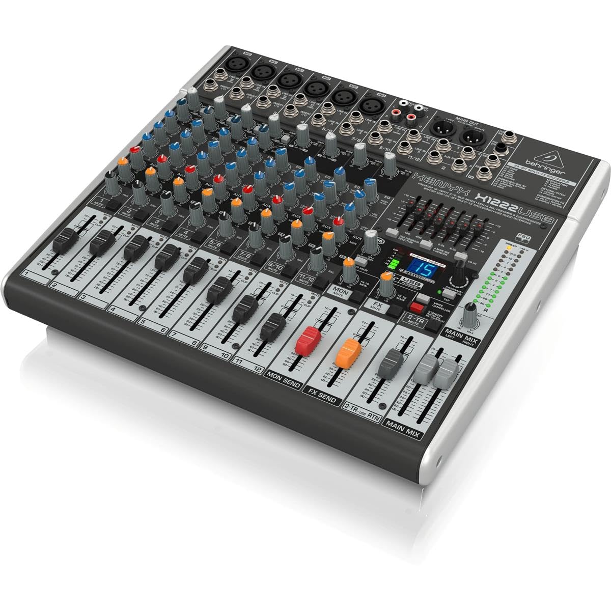 Аналоговий мікшер Behringer, 12 каналів, 2 шини, 1 ручка, аудіоінтерфейс XENYX X1222USB Comp/Effect/USB
Аналоговий мікшер Behringer, 12 каналів, 2 шини, 1 ручка, аудіоінтерфейс XENYX X1222USB Comp/Effect/USB