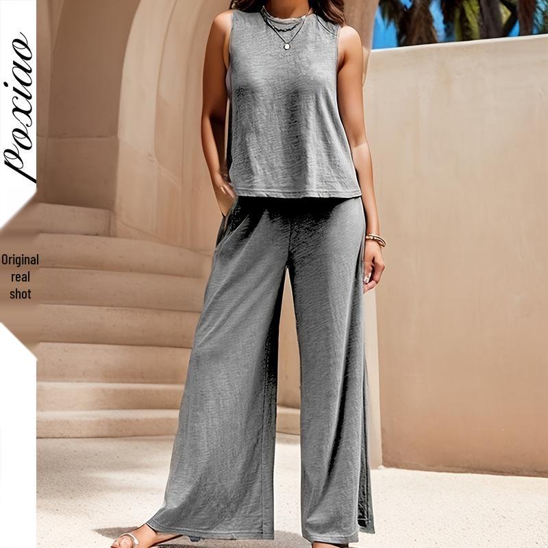 High-Waisted Draped Sleeveless Set with Loose Long Pants Extra Large сірий колір
High-Waisted Draped Sleeveless Set with Loose Long Pants Extra Large сірий колір