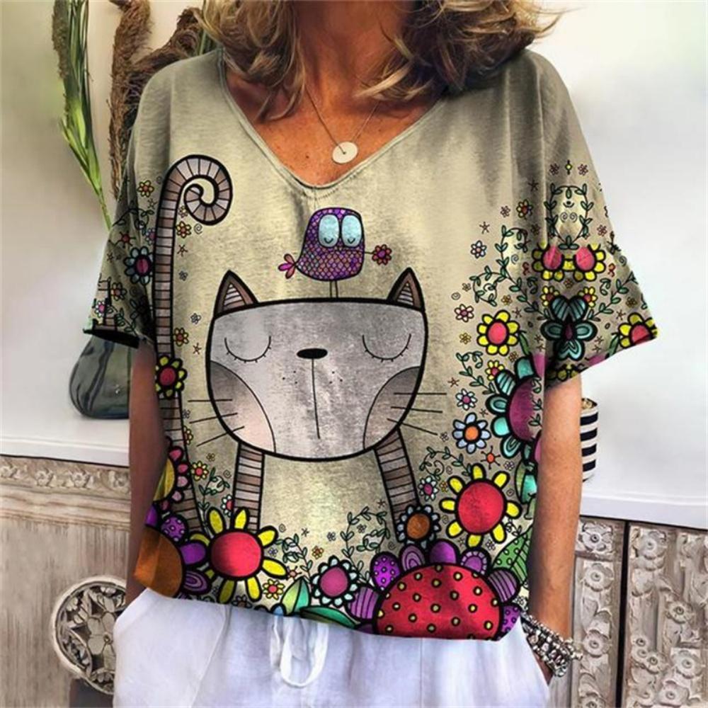 Women s T-Shirt Vintage Cat Funny 3D Printed Casual V-Neck Short Sleeve Tee Blouses Summer Trend Harajuku Pullover Loose Tops S
Women s T-Shirt Vintage Cat Funny 3D Printed Casual V-Neck Short Sleeve Tee Blouses Summer Trend Harajuku Pullover Loose Tops S