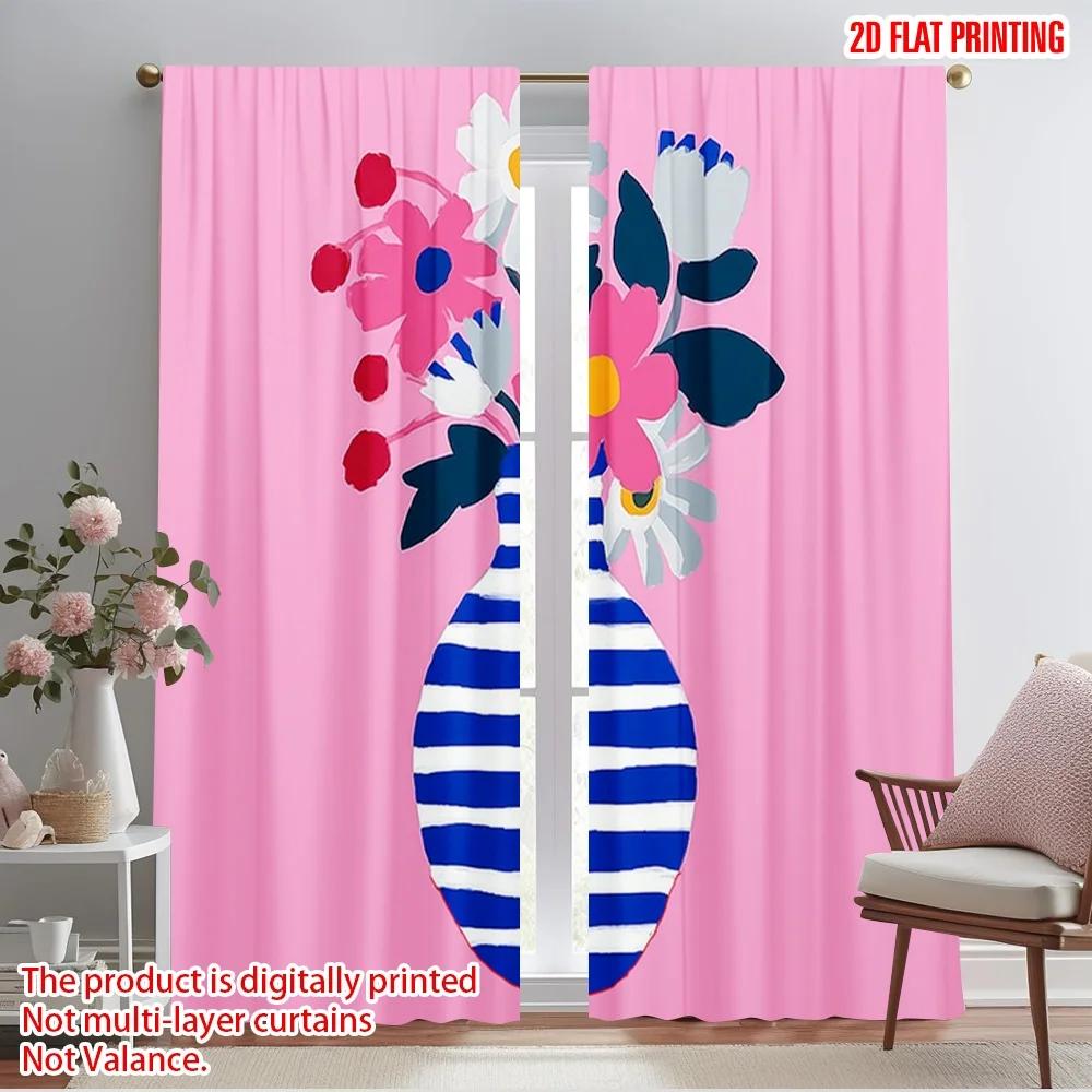 Flat Printing Drapes Chic Pink Floral Striped Polyester Fabric Without Electricity Festive Wall Decor Use Booths Curtains Set Of 2 Made W100*H70(CM)-Rod Pocket&2PCS
Flat Printing Drapes Chic Pink Floral Striped Polyester Fabric Without Electricity Festive Wall Decor Use Booths Curtains Set Of 2 Made W100*H70(CM)-Rod Pocket&2PCS