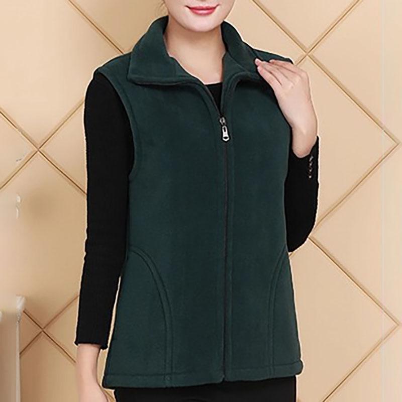 Женская спортивная куртка флисовый жилет модный женский жилет для мамы осень короткая теплая имитация овечьей шерсти большого размера XXL темно-зеленого