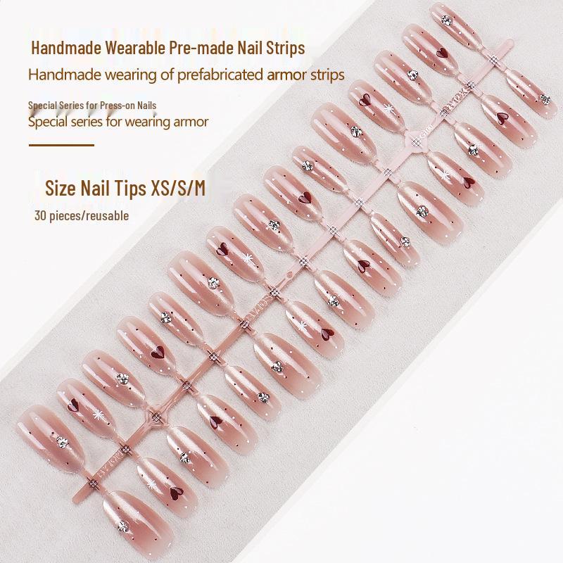 Spring/Summer High-End Wearable Nail Tips with Heart Rhinestones - Xiaohongshu Bestseller Nail Art for Spicy Girls
Spring/Summer High-End Wearable Nail Tips with Heart Rhinestones - Xiaohongshu Bestseller Nail Art for Spicy Girls