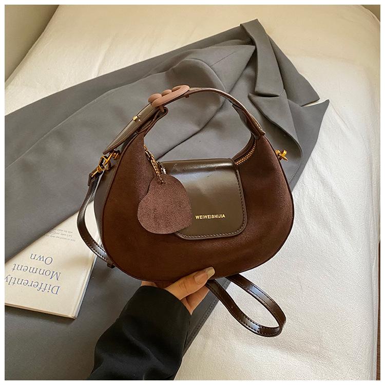 Ретро маленькая сумка, ручная сумка-полумесяц, сумка-кроссбоди для поездок на работу, сумка-пельмень на одно плечо и подмышку кофейный