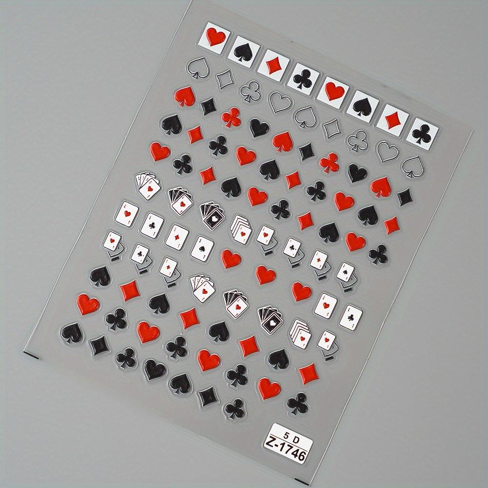 Solitaire Playing Card Pattern Design Nail Art Stickers: Self-Adhesive, Easy to Use, Cartoon Themed, One-Time Use, Glitter Accents
Solitaire Playing Card Pattern Design Nail Art Stickers: Self-Adhesive, Easy to Use, Cartoon Themed, One-Time Use, Glitter Accents