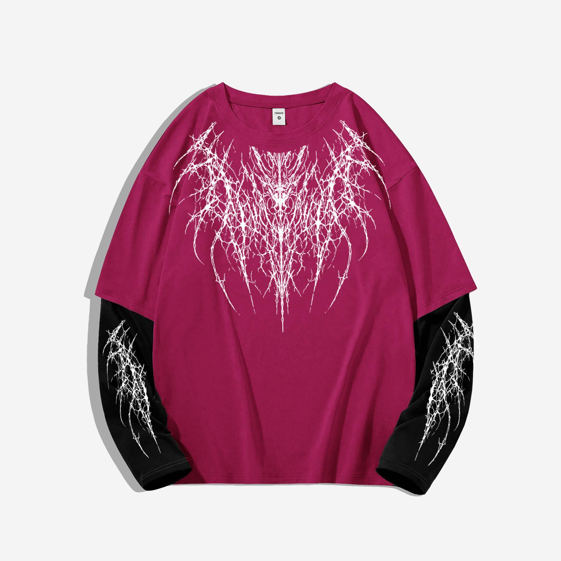 Dark Punk-Style Thorn-Patterned Graffiti Color-Block Long-Sleeve T-Shirt: High-Street Subculture Oversized Unisex Top XXL рожевий червоний колір
Dark Punk-Style Thorn-Patterned Graffiti Color-Block Long-Sleeve T-Shirt: High-Street Subculture Oversized Unisex Top XXL рожевий червоний колір