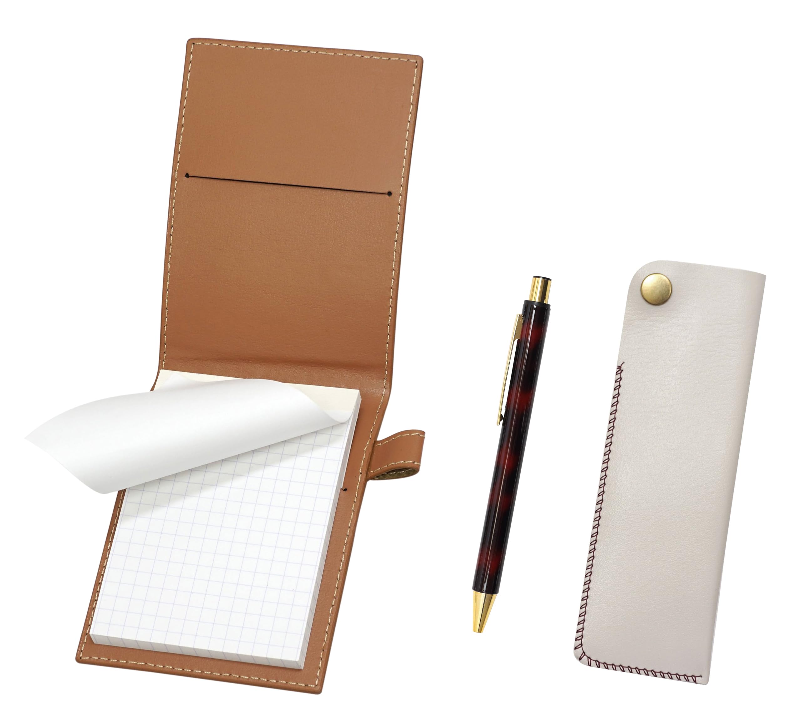 Mocha Recycled Cowhide Mini Notebook Cover with White Pen Case and NQ30 Thick Metal Straight Knock Ballpoint Pen Set Hook-and-Loop (Marble)
Mocha Recycled Cowhide Mini Notebook Cover with White Pen Case and NQ30 Thick Metal Straight Knock Ballpoint Pen Set Hook-and-Loop (Marble)