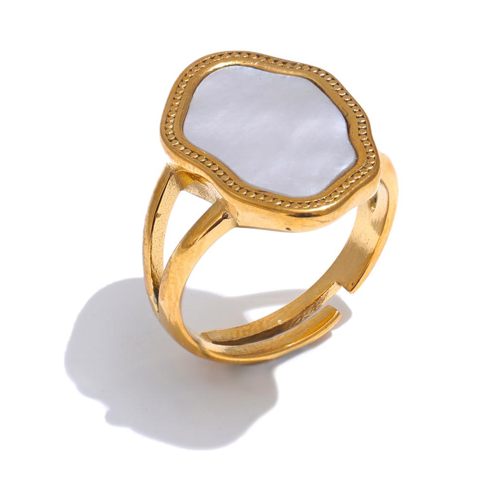 Yhpup Stylish Unique Stainless Steel Natural Shell Adjustable Golden Ring for Women 18K PVD Plated Daily Stylish Jewelry resizable
Yhpup Stylish Unique Stainless Steel Natural Shell Adjustable Golden Ring for Women 18K PVD Plated Daily Stylish Jewelry resizable