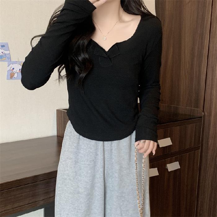 Женские осенние нерегулярные свободные футболки с V-образным вырезом, однотонные топы XXL чёрный
Женские осенние нерегулярные свободные футболки с V-образным вырезом, однотонные топы XXL чёрный