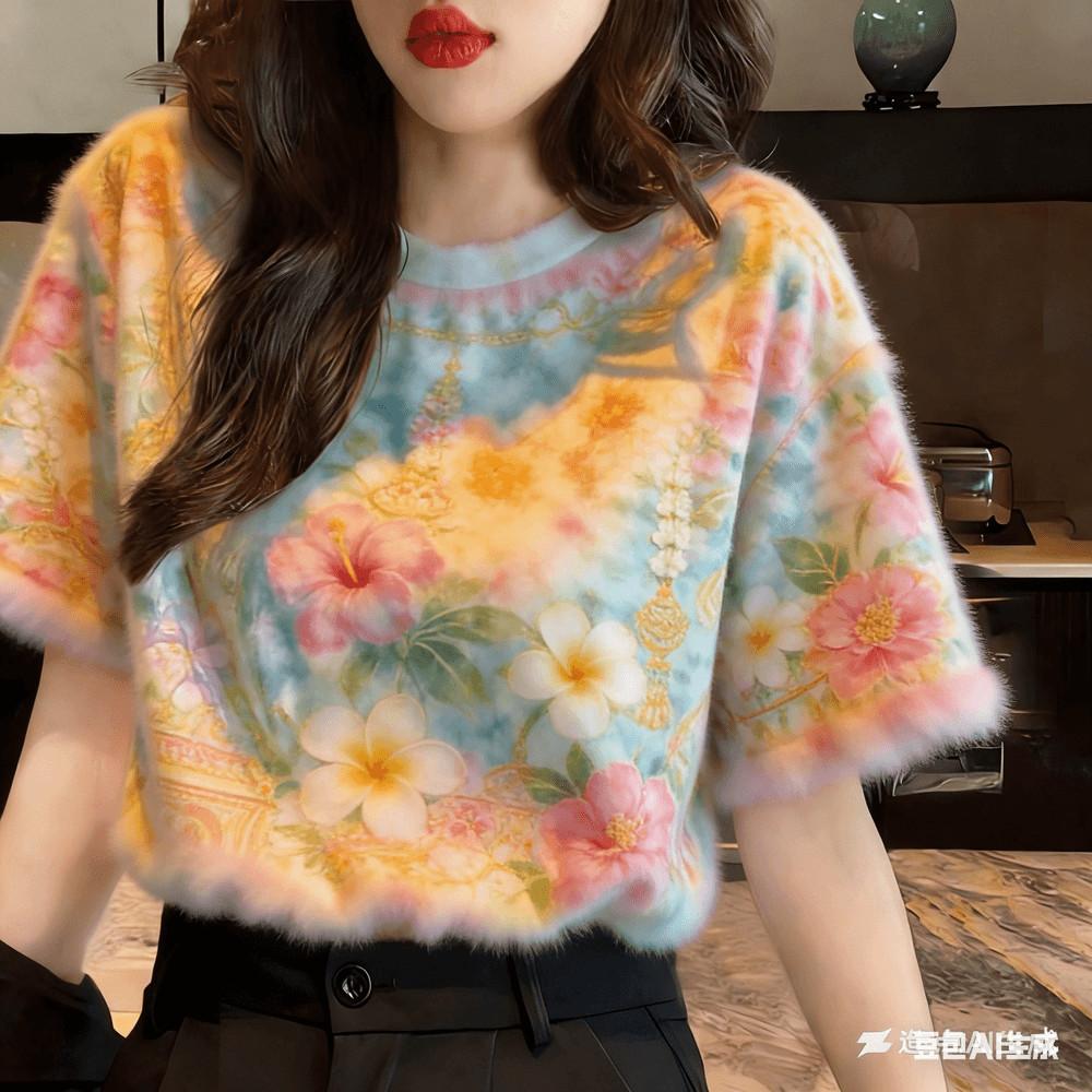 Neutral floral print casual T-shirt 6XL
Neutral floral print casual T-shirt 6XL