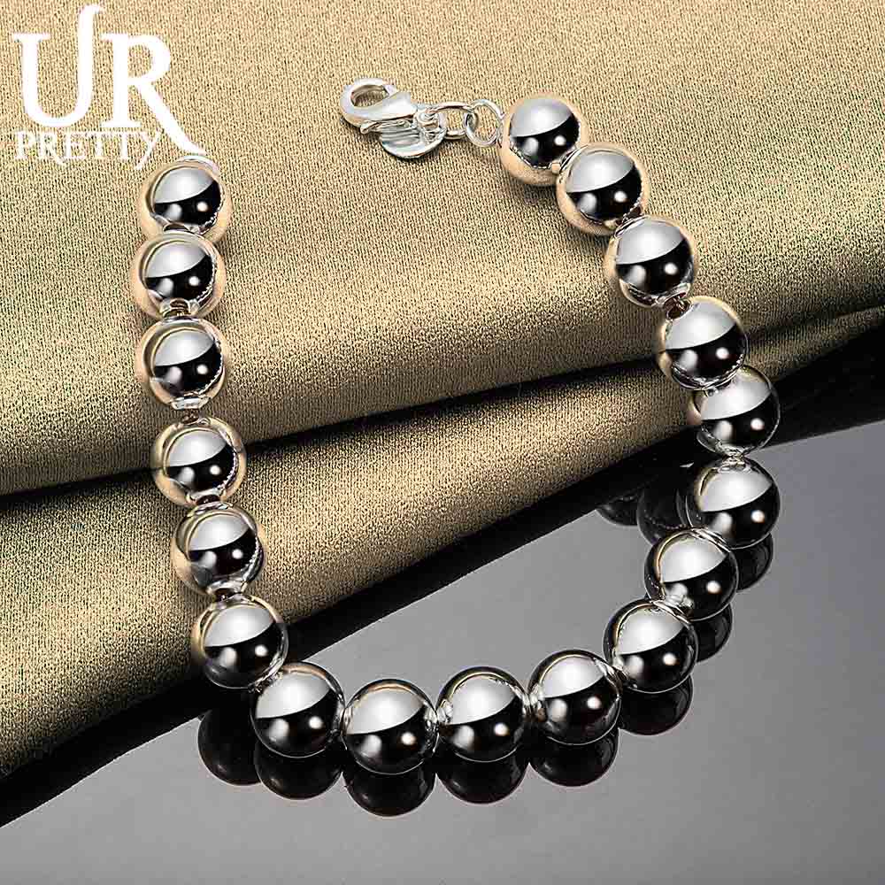 Браслет-цепочка из стерлингового серебра 925 пробы с круглыми бусинами 10 мм, модные свадебные украшения 20CM
Браслет-цепочка из стерлингового серебра 925 пробы с круглыми бусинами 10 мм, модные свадебные украшения 20CM