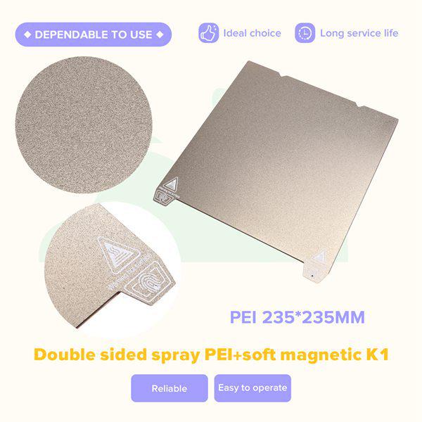 PEI Double-Sided Coated Magnetic Sheet, 235x235mm, Color: As Shown, Material: Soft Magnetic PEI. Other size
PEI Double-Sided Coated Magnetic Sheet, 235x235mm, Color: As Shown, Material: Soft Magnetic PEI. Other size