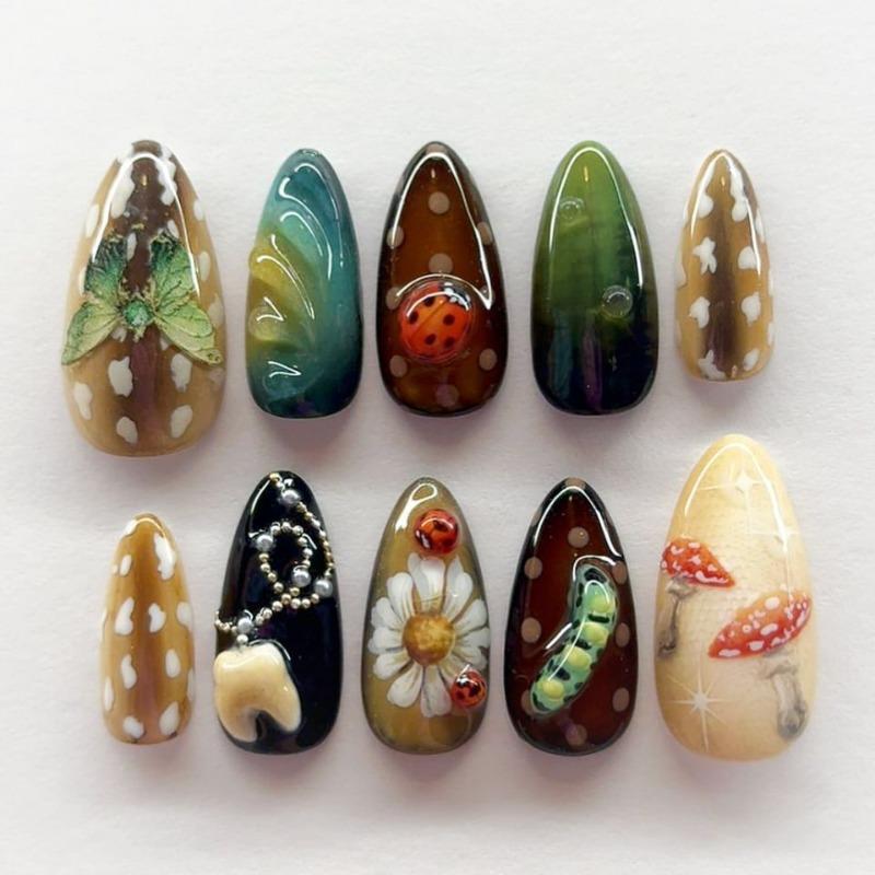 BEPAN 24Pcs False Nails Forest Print Almond Shape Butterflies Mushrooms and Polka Dots Press-On Nails—Perfect As A Gift for Girls Medium Almond
BEPAN 24Pcs False Nails Forest Print Almond Shape Butterflies Mushrooms and Polka Dots Press-On Nails—Perfect As A Gift for Girls Medium Almond