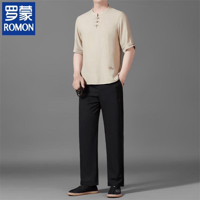 ROMON Men s Chinese Style Linen Blend Casual Two-Piece Set 180
ROMON Men s Chinese Style Linen Blend Casual Two-Piece Set 180