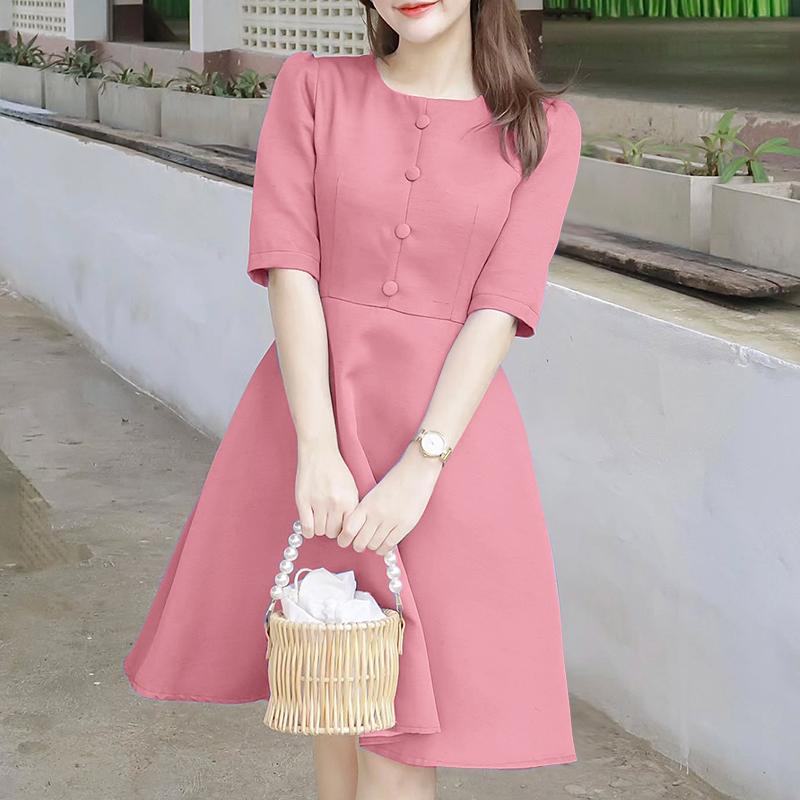 ZANZEA Женское повседневное однотонное платье с круглым вырезом и коротким рукавом S
ZANZEA Женское повседневное однотонное платье с круглым вырезом и коротким рукавом S